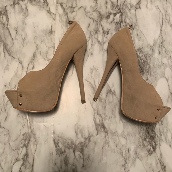 Liliana Suede Peep Toe Platform Heel Stiletto - Picture 2 of 7